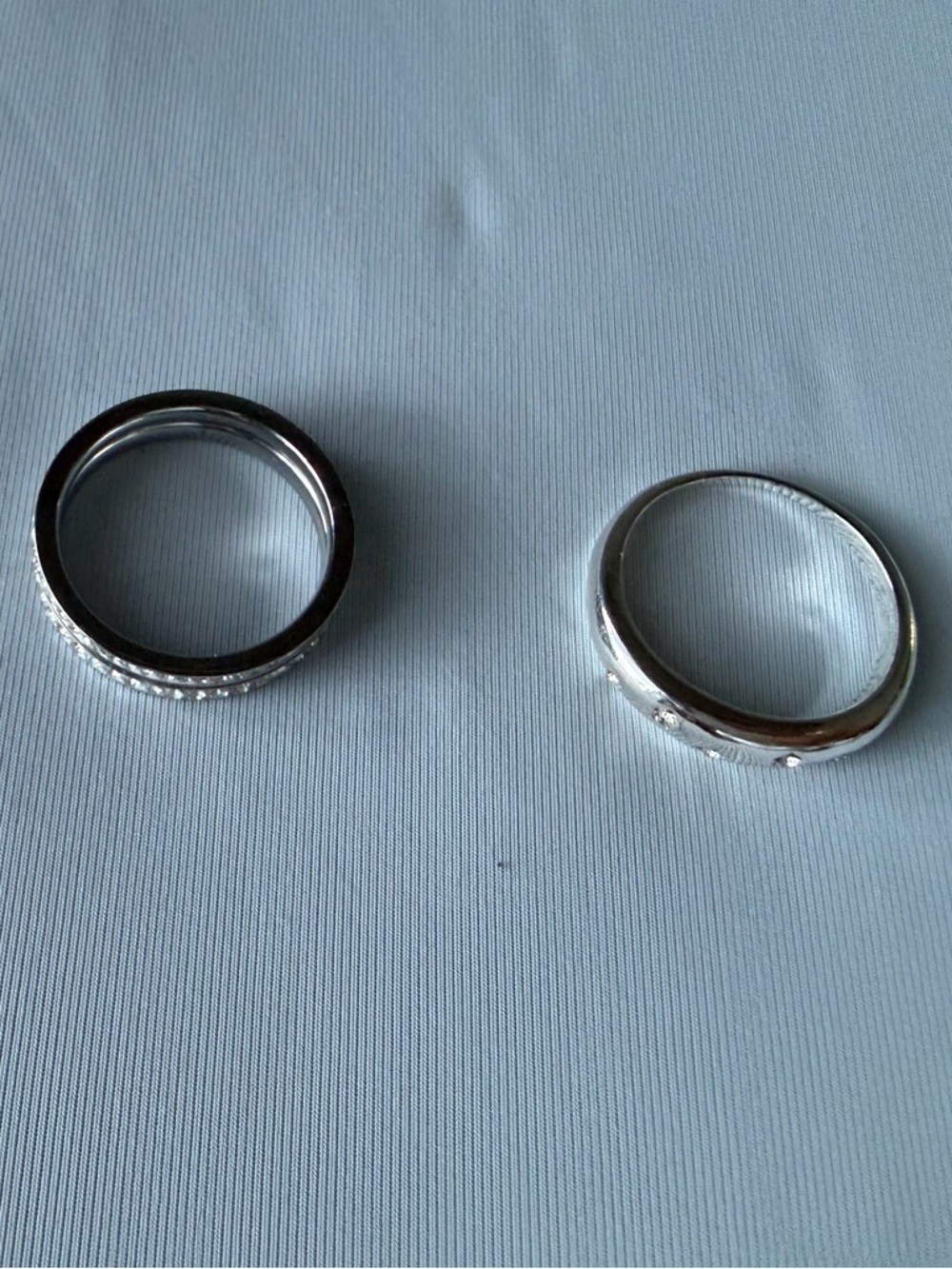 3 Silver Stackable Rings - Rhinestone Accents | Size 8 - Picture 3 of 5